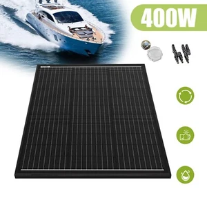 400W 12V Full Black Solar Panel Mono Fixed Caravan Camping Home Battery Charging - Picture 1 of 10