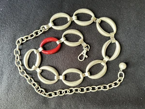 Chico's Womens Metal Rings Chain Link Chunky Statement Belt Silver 40”Long - Picture 1 of 9