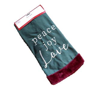 Falda Árbol de Navidad 38" Verde Paz Alegría Amor Terciopelo Borde Estilo Vacaciones Nueva con Etiquetas - Imagen 1 de 8