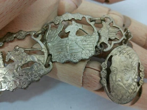 Pulsera De Colección Panel Escena Caballero Guerrero Barco Plata Sólida Eslabón Historia - Imagen 1 de 19