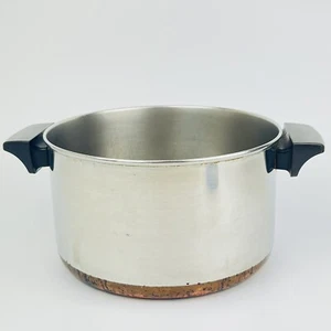 REVERE WARE 4 Quart Qt Copper Bottom Steel Stock Pot Pan Vintage Made in USA - Picture 1 of 6