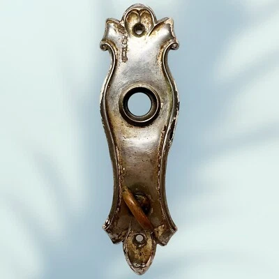 Antique Thumb Turn Chrome Bathroom Door Knob Back Plate Art Deco 6.25 X 2” - Image 1 of 4