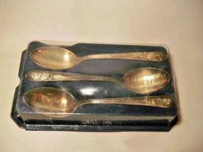 CONJUNTO ORIGINAL 3 COLHERES PRESIDENT NA CAIXA I/S PLACA WM ROGERS JEFFERSON ADAMS WASH - Imagem 1 de 4