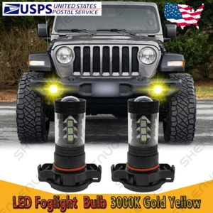 For Jeep Wrangler JL 2010-2020 - 2PC Golden Yellow 2504 LED Fog Light Bulbs 80W - Picture 1 of 12