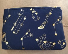 4x5 Make Up Case, Navy Blue And Gold, New