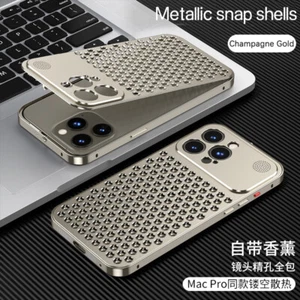 Custodia per iPhone 15 Pro Max 14 13 12 alluminio metallo dissipazione calore custodie - Foto 1 di 17