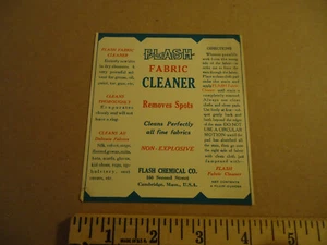 Flash Fabric Cleaner Flash Chemical Co Cambridge Co MASS label - Picture 1 of 1