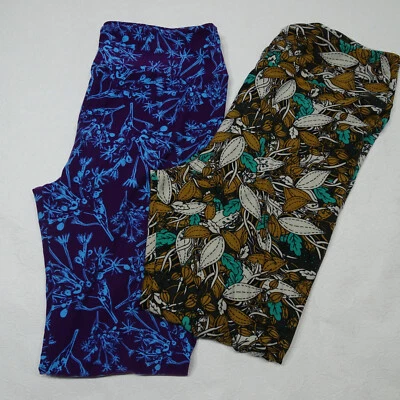 LuLaRoe Lote de 2 Leggings Altos y Curvilíneos Estampado Floral Foto 1 de 4