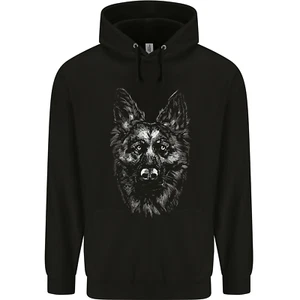 A Monochrome German Shepherd Alsatian Dog Childrens Kids Hoodie - Picture 1 of 3