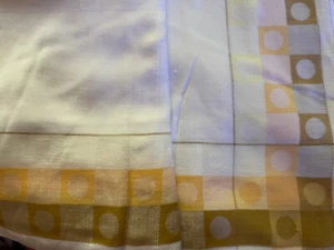 Vintage Brown Yellow Gold White Deco Tablecloth 46 X 62 - Picture 1 of 2
