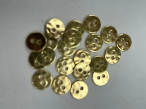 Gold Hammered Metal Buttons x 20pcs, 10mm - sewing, arts, crafts, fashion, shirt - Picture 1 of 10