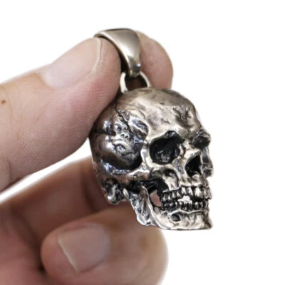 Enorme pingente de crânio detalhes de cuproníquel motociclista joia punk CP177A BZ - Imagem 1 de 4