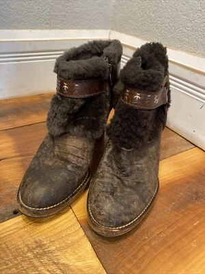Henry Beguelin Womens Leather Booties Shearling Brown Size EU 37.5 Foto 1 de 4