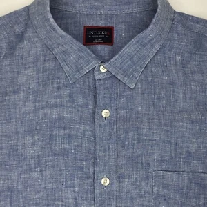 UNTUCKit Men's 3XL Blue Linen Chambray Button Up Long Sleeve Long Sleeve Shirt - Picture 1 of 5