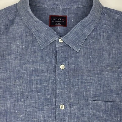 UNTUCKit Men's 3XL Blue Linen Chambray Button Up Long Sleeve Long Sleeve Shirt - Image 1 of 4