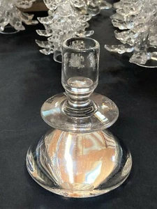 Steuben 5" Crystal Glass Candle Holder, Signed Candlestick w/Bobeche, Box & Bag - Picture 1 of 5