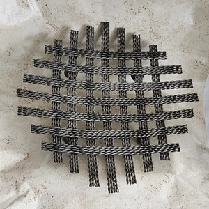 Industrial Metall Draht Kette Streifen Weboptik Obstkorb Herzstück Kugelfüße - Bild 1 von 19