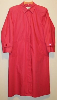 Abrigo largo para mujer London Fog Wamsutta rosa rosa clásico trinchera lluvia talla 14R  Foto 1 de 4