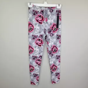 Leggings alla caviglia nuovi mix teschi rosa fiori poliestere spandex taglia unica - Foto 1 di 8