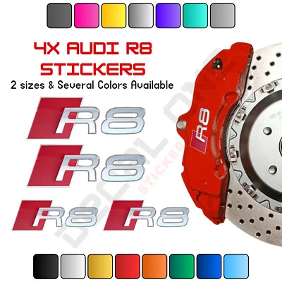 4x Pegatinas Pinza Freno Audi R8 3 Tamaños - 2"/3" Pegatina Pinza Freno Foto 1 de 3