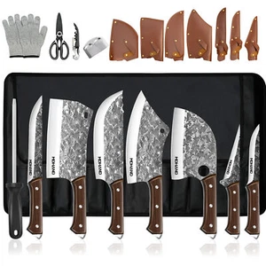 14PCS Serbian Butcher Knife Set Hand Forged Kitchen Chef Knife Cleaver Chopping - Picture 1 of 8
