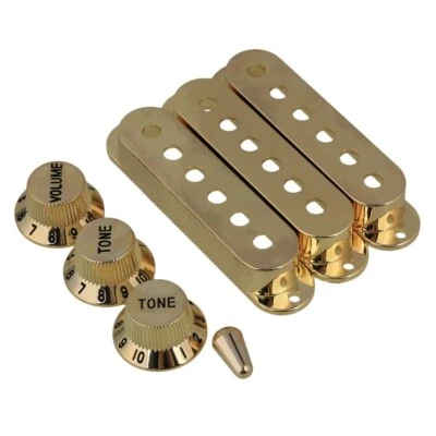 1 Set Guitar Single Coil Pickup Covers, Knobs For Fender Stratocaster Strat - Image 1 of 4