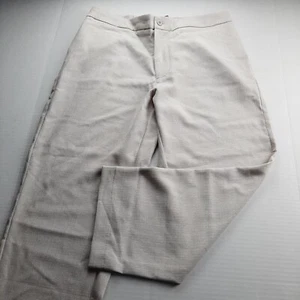 Noel Asmar Women's Cropped Pants Size Large Sand Tan Elastic Waist Straight Leg - Picture 1 of 9