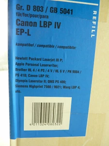c0143) KMP TONER schwarz refill: CANON LBP 4 EP-L, HP Las.3P, APPLE P LASER.... - Bild 1 von 4
