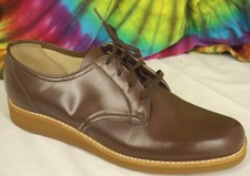 8 B vintsgr 50s-60s brown leather Velvet Step lace-up wedge oxfords shoes Nos