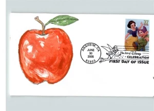 Disney's SNOW WHITE w/ Dopey, Hand Painted Poisoned APPLE! 2005 First Day of Iss - Picture 1 of 1