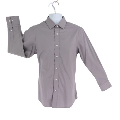 Camisa de Vestir Haggar Calce Ajustado Para Hombre Talla 15.5 Gris Algodón Cuello Punta Mangas Largas Foto 1 de 4