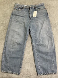 ZARA MID-RISE TRF BAGGY BALLOON MID-RISE JEANS PANT LT. BLUE 3607/025 Sz 14 NWT - Picture 1 of 9