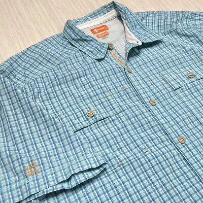 Camisa Crocs Croslite Para Hombres 2XL Calce Relajado Azul Bahama Cuadros Ventilada Transpirable Foto 1 de 4