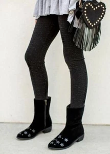 New Girls Joyfolie Holiday X-Mas Black Shimmer Sparkle Legging Pants Bottoms 6 - Picture 1 of 4