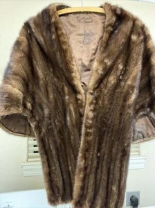 Visón vintage (?) Cierre de gancho envolvente de estola ¡Material precioso! Hermoso forro - Imagen 1 de 11