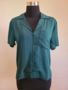 Lulu’s _ Ladies Button up shirt & TOP Emerald Green All Occasion Short Sleeves - Picture 1 of 5