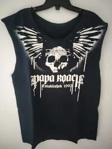 PAPA ROACH 1993 COME TO PAPA NO SLEEVE BLACK SKULL WING ORIGINAL VINTAGE TSHIRT - Imagen 1 de 4
