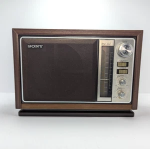 Vintage Sony ICF-9740W Radio AM FM Table Top Mid Century MCM Sim. Wood WORKING - Picture 1 of 7