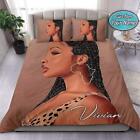 African Cheetah Black Girl Custom Name Quilt Duvet Cover Set Pillowcase