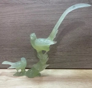 Estatuilla de jade tallada china vintage pájaros pájaro serpentina jadeíta - Imagen 1 de 10