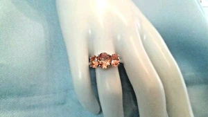 3 STEIN CHAMPAGNER CZ RING 18K GOLD ELEKTROPIERT GR. 8 - NEUZUSTAND - Bild 1 von 11