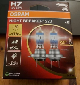 OSRAM H7 NIGHTBREAKER NB220 TWIN PACK - LATEST RELEASE 55W 12V  +220% MORE LIGHT - Picture 1 of 2