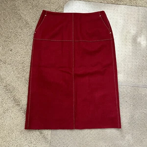 Gonna donna J Crew - taglia 4 - rossa misto lana nylon foderata zip posteriore linea A - Foto 1 di 5