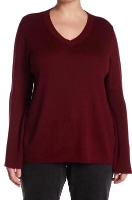 Gorgeous Woman's Plus Size 16W Burgundy Bell Long Sleeve Pullover Sweater NWT - Image 1 of 2