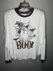 NUOVO! Maglia waffle manica lunga Phil Love Boo Spooky Ghost Halloween taglia small - Foto 1 di 5