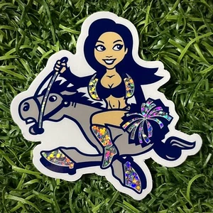 Dallas Cowboys Cheerleaders 3” Die Cut Glitter Stickers Mascot Horse Vintage NFL - Picture 1 of 1