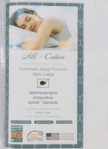 Premium 100% Cotton Zippered Euro Square Pillow Protector - 26 x 26 - White -... - Picture 1 of 5
