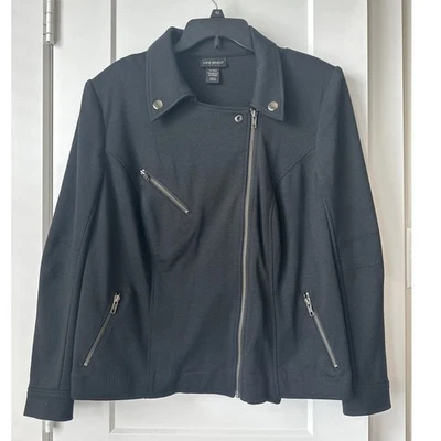 Chaqueta de moto negra para mujer Lane Bryant talla 14/16 Bickercore Foto 1 de 4