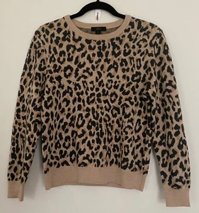 Suéter Boho Animal J.Crew Lana Merino Cuello Redondo Estampado Guepardo Para Mujer Talla S - Imagen 1 de 13