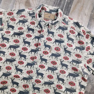 Mens North River Outfitters size 2XLT Aztec Animal Print Button Front Shirt - Picture 1 of 7